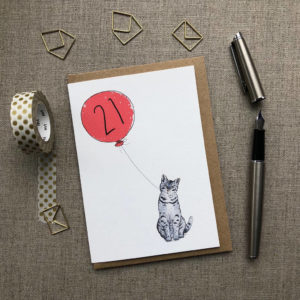 21st Birthday Card Cat