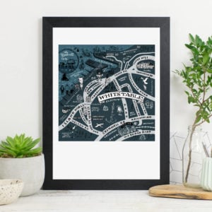 Map Of Whistable Print - Black frame