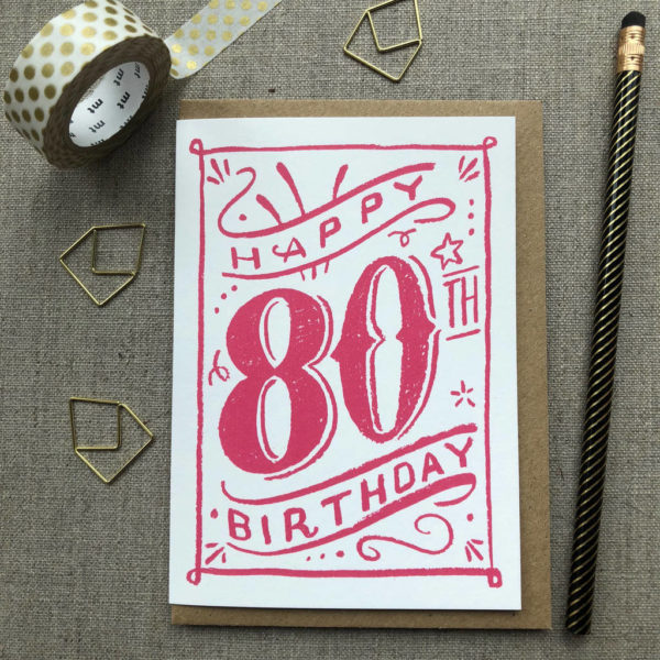 Special Birthday Coloured Chalk Card 80th