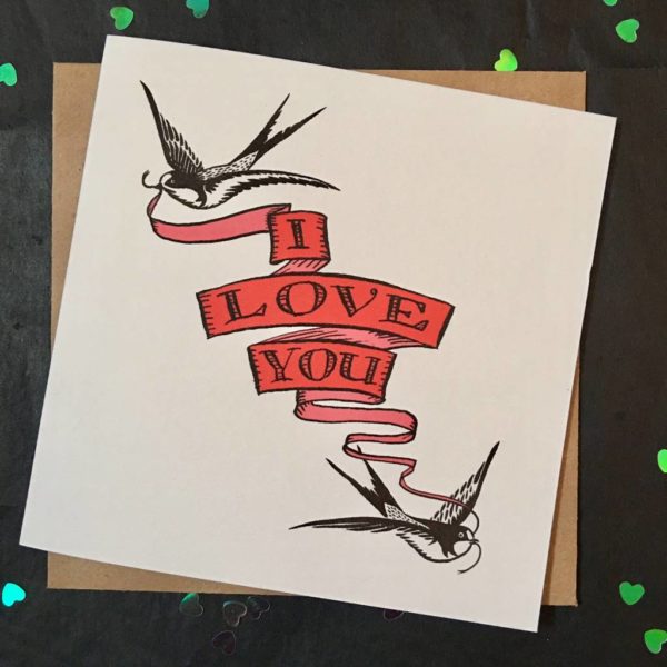 I Love You Card With Two Swallows