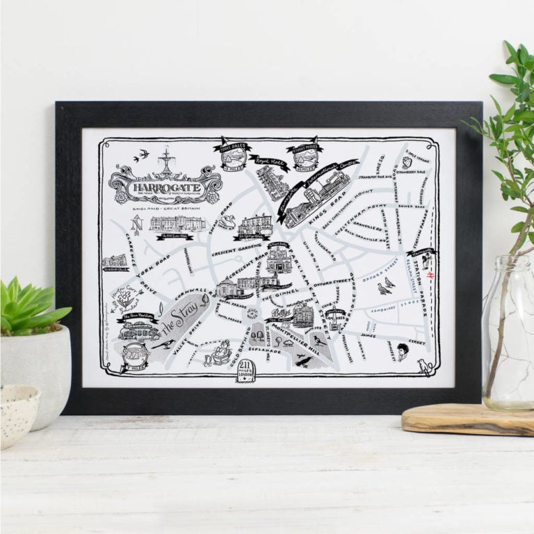 Illustrated Map Of Harrogate Signed Print