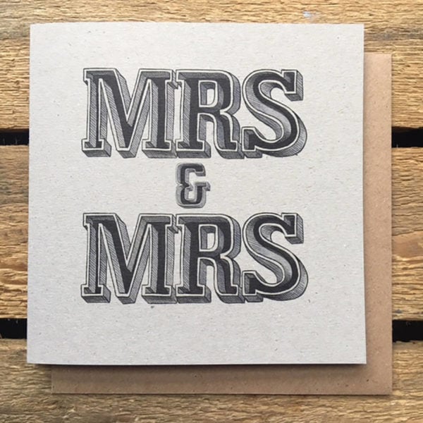 Mr And Mr Or Mrs And Mrs Wedding Day Typographic Card