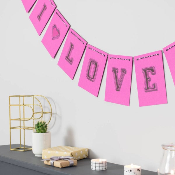 Personalised Bright Pink Valentine's Bunting