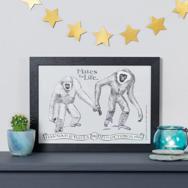 Personalised Gibbon Mates For Life Print