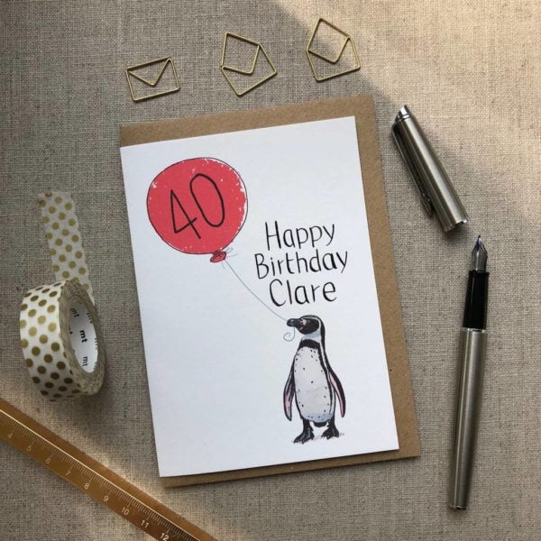 40th Birthday Card Penguin