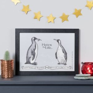 Personalised Penguin Mates For Life Print