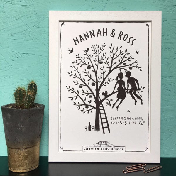 Personalised Sitting In A Tree Kissing Print
