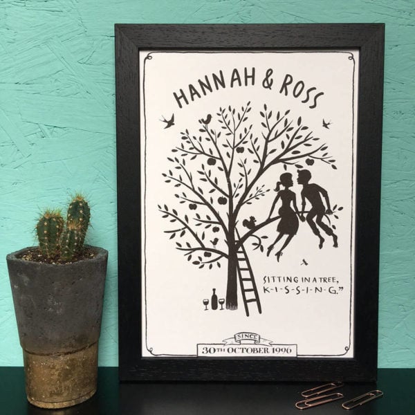 Personalised Sitting In A Tree Kissing Print