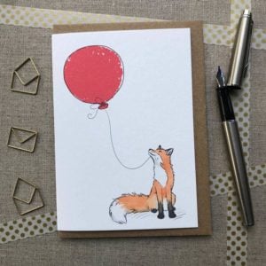 Fox balloon birthday card