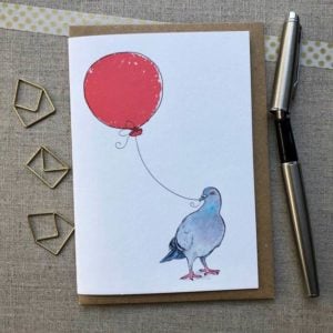 Pigeon Balloon Birthday Card