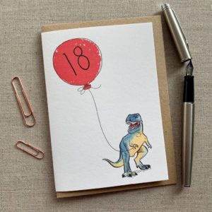 Personalised Dinosaur Balloon Birthday Card