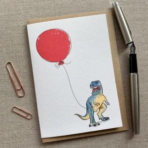 Personalised Dinosaur Balloon Birthday Card