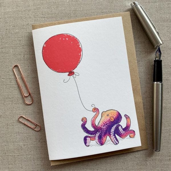 Personalised Octopus Balloon Birthday Card