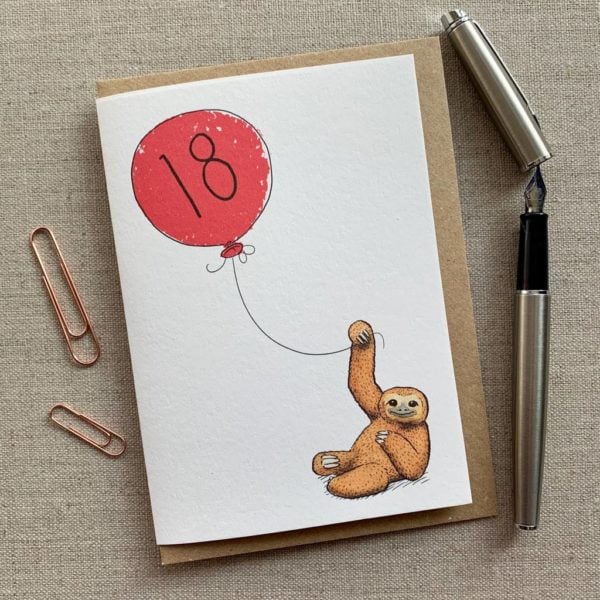 Personalised Sloth Balloon Birthday Card