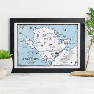 Map Of Anglesey Print - Black frame